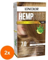 LONCOLOR Set 2 x Vopsea de Par Permanenta Loncolor Hempstyle cu Ulei de Canabis, 7.0 Blond Mediu, 100 ml