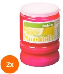 Bolsius Set 2 x Lumanare Citronella in Pahar de Plastic Party Bolsius, Roz (GIL-2xLCA-CIT-PARTY-440)