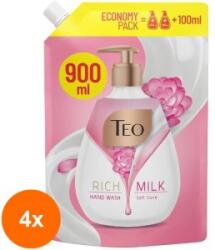 Teo Set 4 x Rezerva Sapun Lichid Teo Rich Milk, 900 ml