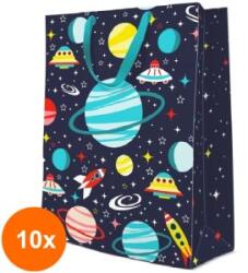 Elcadis Set 10 x Pungi Cadou Mari, Space, 30 x 41 x 12 cm, Perfecto (CLE-10xELC-PC-SB-SP)