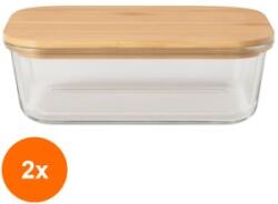 Smartino Set 2 x Caserola Alimente, cu Capac, Bambus, 40 x 36 x 26 cm, 640 ml (AMS-2xSMT-882@R)