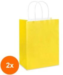 Bisbags Set 2 x 100 Pungi din Hartie cu Manere, Galben, Interior Alb, 32 x 12 x 41 cm (SIB-2xBBG-PK545)