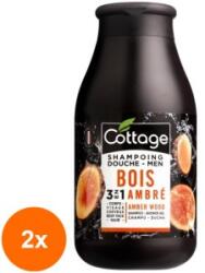 Cottage Set 2 x Gel de Dus pentru Barbati, 3 in 1 Amber Wood, 250 ml, Cottage
