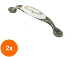 Ideal Feroluc Set 2 x Maner Ceramica Model W0520/701C, 96 mm, Finisaj Antic Auriu/Model Auriu (EDI-2xIFR-58980)