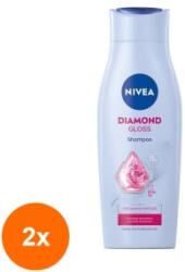 Nivea Set 2 x Sampon Nivea Diamond Gloss Care, pentru Par Normal Lipsit de Vitalitate, 400 ml