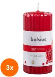 Bolsius Set 3 x Lumanare Stalp 120/58 mm Bolsius - Rodie (GIL-3xLCA-TRU-STP-120/58-15-TS)