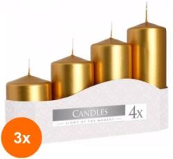 LCA Set 3 x 4 Lumanari Stalp, Auriu, Dimensiuni Diferite (GIL-3xLCA-SW50-213 A4)