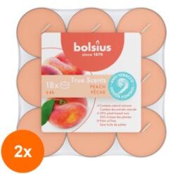 Bolsius Set 2 x 18 Lumanari Pastila Bolsius, Piersica, Timp de Ardere 4 Ore (GIL-2xLCA-TRU-PT18-80-TS)