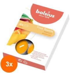 Bolsius Set 3 x 6 Lumanari Pastila 4h Bolsius - Mango (GIL-3xLCA-TRU-PB15-10-MAN-TS)