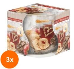 LCA Set 3 x Lumanare Parfumata in Pahar Imprimat, Mar si Scortisoara, 22 Ore (GIL-3xLCA-SN71S-20)