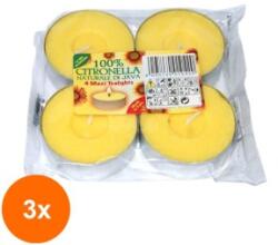 LCA Set 3 x 4 Lumanari Pastila Max Citronella, 10 Ore (GIL-3xLCA-CIT-P4-MAX)