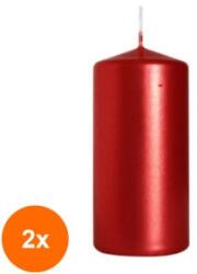 LCA Set 2 x Lumanare Stalp Rosu Metalizat, 20 Ore (GIL-2xLCA-SW50/100-230)