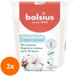 Bolsius Set 3 x Lumanare Parfumata in Pahar, Fresh Cotton, Bolsius, 80 x 73 mm (GIL-3xLCA-TRU-LP-80-73-71)