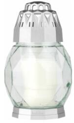 Bolsius Candela Bolsius din Sticla 2D Diamond Alb - Argintiu, 24 Ore (LCA-BO-2D-DIA-WS)
