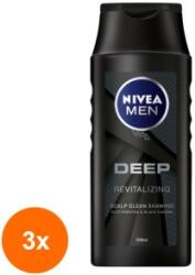 Nivea Set 3 x Sampon Nivea Men Deep pentru Toate Tipurile de Par, 250 ml