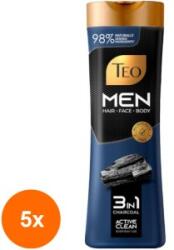 Teo Set 5 x Sampon Teo Men 3in1, Carbune, 350 ml