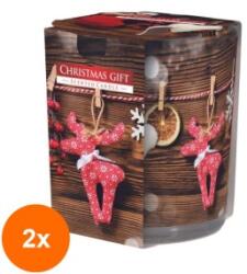 LCA Set 2 x Lumanare Parfumata in Pahar Imprimat Christmas Gift, 22 Ore (GIL-2xLCA-SN72S-07)