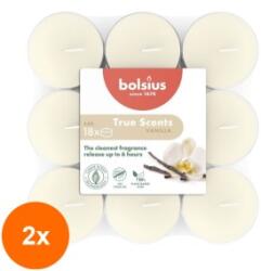 Bolsius Set 2 x 18 Lumanari Pastila in Pahar Bolsius, Vanilie, 6 Ore (GIL-2xLCA-TRU-PT6H-75)