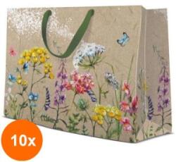 Elcadis Set 10 x Pungi Cadou Orizontale Meadow Flowers, 33.5 x 26.5 x 13 cm, Perfecto (CLE-10xELC-PC-SH-MF)