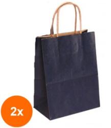 Bisbags Set 2 x 100 Pungi din Hartie cu Manere, Albastru, Interior Natur, 25 x 14 x 30 cm (SIB-2xBBG-PK629)