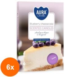 AURA Set 6 x 6 Lumanari Pastila Aura, Cheesecake cu Afine, Timp de Ardere 4 Ore (GIL-6xLCA-P15-359)