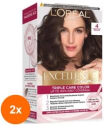 L'Oréal Set 2 x Vopsea Permanenta cu Amoniac, 4 Saten Mediu, L'Oreal Paris Excellence Creme