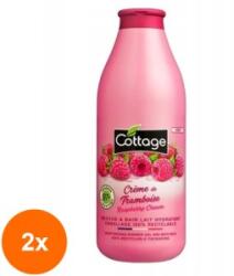 Cottage Set 2 x Gel Dus si Lapte de Baie Cottage, Zmeura, 750 ml