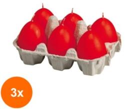 Bolsius Set 3 x 6 Lumanari in Forma de Ou, Rosu (GIL-3xLCA-OU-B-a6-R)