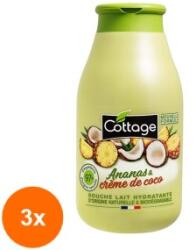 Cottage Set 3 x Lapte de Dus Cottage Ananas si Cocos, 250 ml