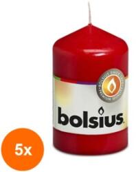 Bolsius Set 5 x Lumanare Stalp 80 x 48 mm Diametru Bolsius - Rosu (GIL-5xLCA-STB-80/48-41)