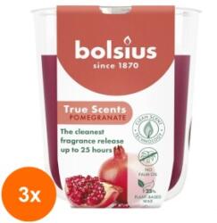 Bolsius Set 3 x Lumanare Parfumata in Pahar, Rodie, Bolsius, 80 x 73 mm (GIL-3xLCA-TRU-LP-80-73-15)