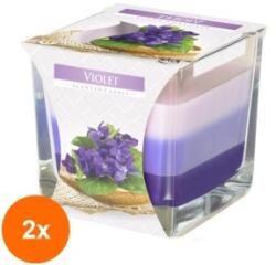 LCA Set 2 x Lumanare Parfumata in Pahar in Trei Culori, Violete, 32 Ore (GIL-2xLCA-SNK80-131)