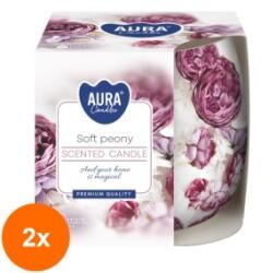 BISPOL Set 2 x Lumanare Parfumata in Pahar Imprimat, Bispol, Soft Peony (GIL-2xLCA-SN71S-62)