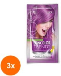 LONCOLOR Set 3 x Vopsea de Par Semi-permanenta fara Amoniac Loncolor Trendy Colors V2 Violet Glam, 50 ml