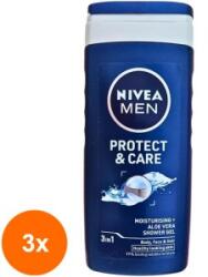 Nivea Set 3 x Gel de Dus Nivea Men Protect Care, cu Aloe Vera, 250 ml