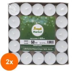 Z-tools Set 2 x 50 Lumanari Decorative, Timp de Ardere 4h, Albe, 14 g (LIZ-2xZLN-ZTS8451)