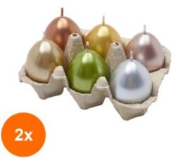 LCA Set 2 x 6 Lumanari Ou din Parafina, Diverse Culori Metalizate (GIL-2xLCA-OU-AS-MET-A6)