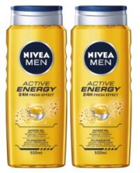 Nivea Set 2 x Gel de Dus Nivea Men Active Energy, cu Cafeina, 500 ml