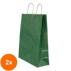 Bisbags Set 2 x 100 Pungi Natur Colorate Verde Inchis, 16 x 9 x 21 cm (SIB-2xBBG-PK610)