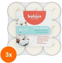Bolsius Set 3 x 18 Lumanari Pastila Bolsius, Fresh Cotton, Timp de Ardere 4 Ore (GIL-3xLCA-TRU-PT18-71-TS)
