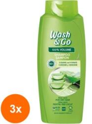 Wash&Go Set 3 x Sampon Wash&Go cu Extract de Aloe Vera, 675 ml