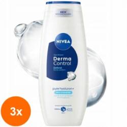 Nivea Set 3 x Gel de Dus Acid Hialuronic si Vitamina C, Nivea Derma Control , 500 ml