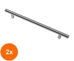 Ideal Feroluc Set 2 x Maner Cilindric Model Fi 12, 256 mm, Finisaj Inox (EDI-2xIFR-18329)
