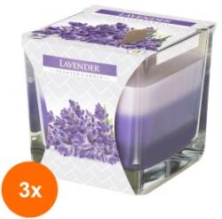 LCA Set 3 x Lumanare Parfumata in Pahar in Trei Culori Lavanda, 32 Ore (GIL-3xLCA-SNK80-79)