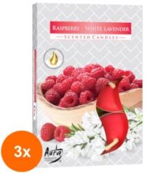 LCA Set 3 x 6 Lumanari Pastila, Zmeura si Lavanda Alba, 4 Ore (GIL-3xLCA-P15-352)