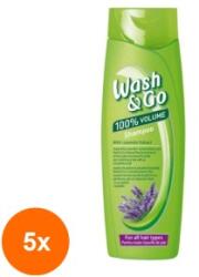 Wash&Go Set 5 x Sampon Wash & Go cu Extract de Lavanda, pentru Toate Tipurile de Par, 180 ml
