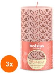 Bolsius Set 3 x Lumanare Stalp Bolsius, Roz, 130 x 68 mm (GIL-3xLCA-STR-130/68-04MP)