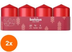 Bolsius Set 2 x 4 Lumanare Stalp, 60 x 40 mm, 7 Ore, Rosu, Bolsius (GIL-2xLCA-STB-60/40-A4-41)