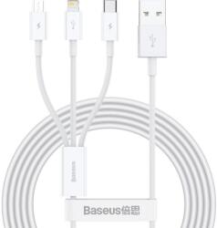 Baseus USB, Lightning / MicroUSB / USB Type-C Superior sorozatú töltőkábel, 1, 2 m, 3, 5 A, CAMLTYS-02, fehér