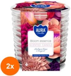 AURA Set 2 x Lumanare Parfumata in Pahar Spirala, Bloom Essence, Timp de Ardere 28 Ore, Aura (GIL-2xLCA-SNW80-1-452)
